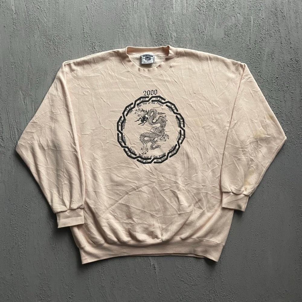 Vintage Year of the Dragon Graphic Sweatshirt Mens XXL white 2000s Lee